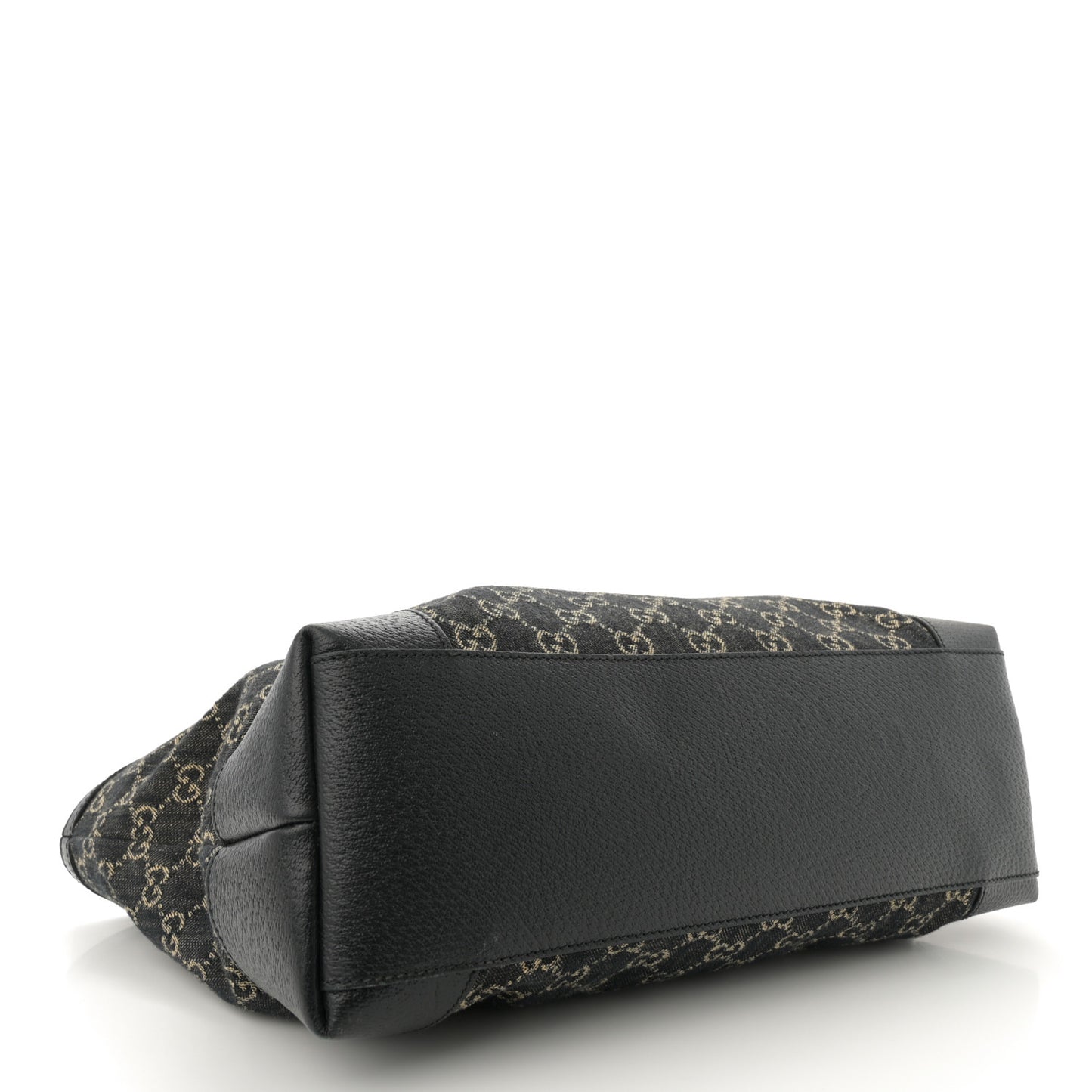 Jacquard Black Denim GG Monogram Medium Ophidia Shopping Tote Black Ivory