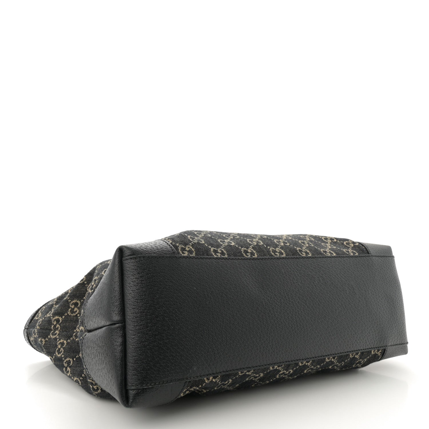 Gucci Jacquard Black Denim GG Monogram Medium Ophidia Shopping Tote Black Ivory 4 of 11