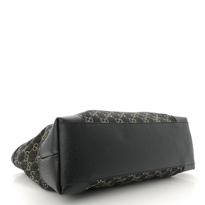 Gucci Jacquard Black Denim GG Monogram Medium Ophidia Shopping Tote Black Ivory 4 of 11