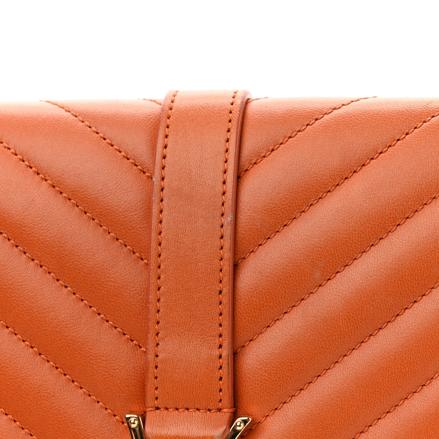 Smooth Calfskin Matelasse Chevron Medium Monogram Satchel Mandarine