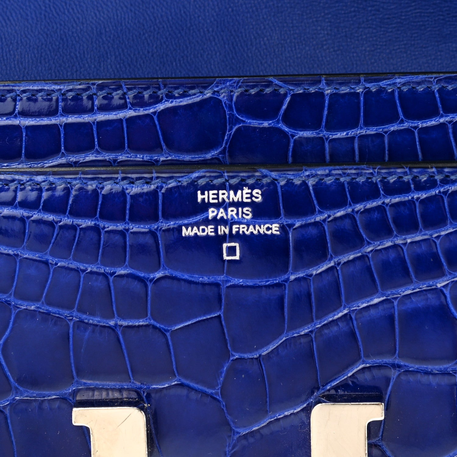 Hermes Shiny Alligator Constance Long Wallet Bleu Electric 6 of 11