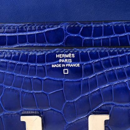 Hermes Shiny Alligator Constance Long Wallet Bleu Electric 6 of 11