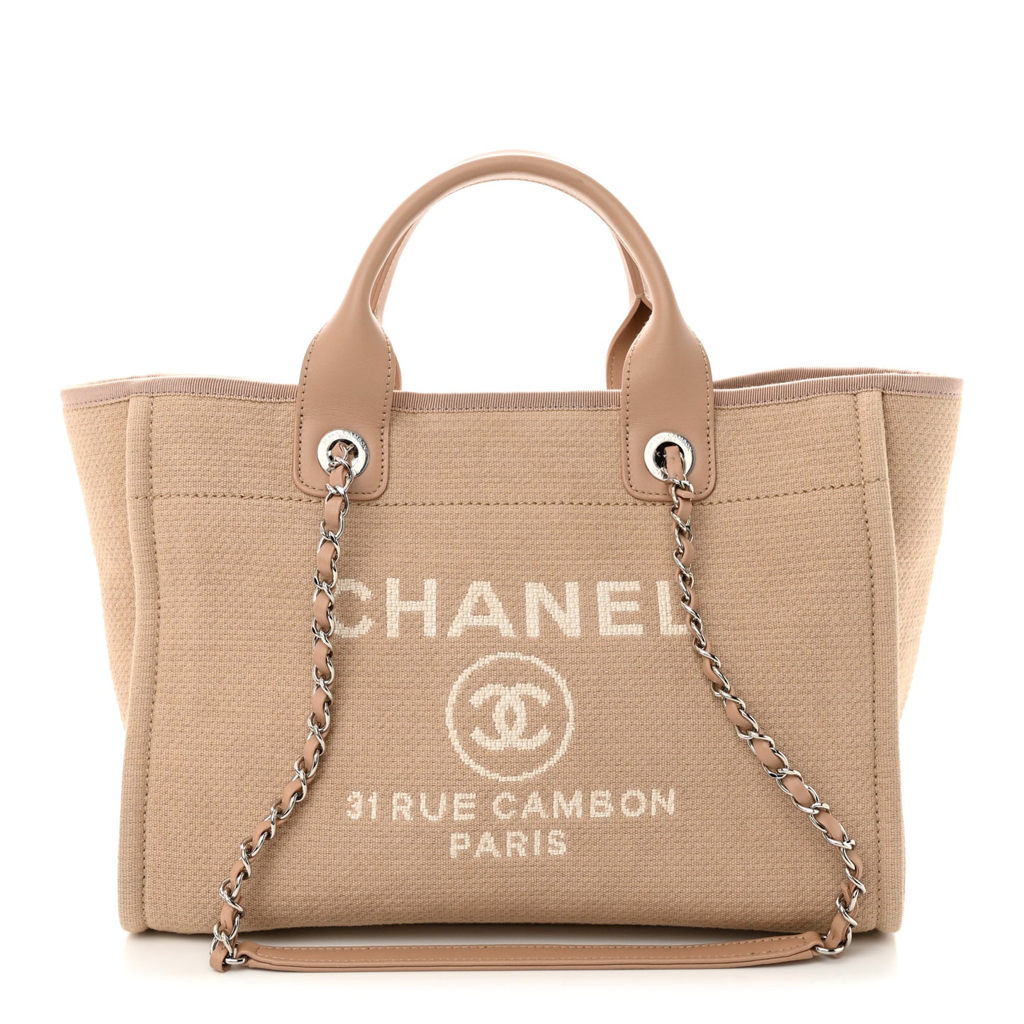 Mixed Fibers Small Deauville Tote Beige