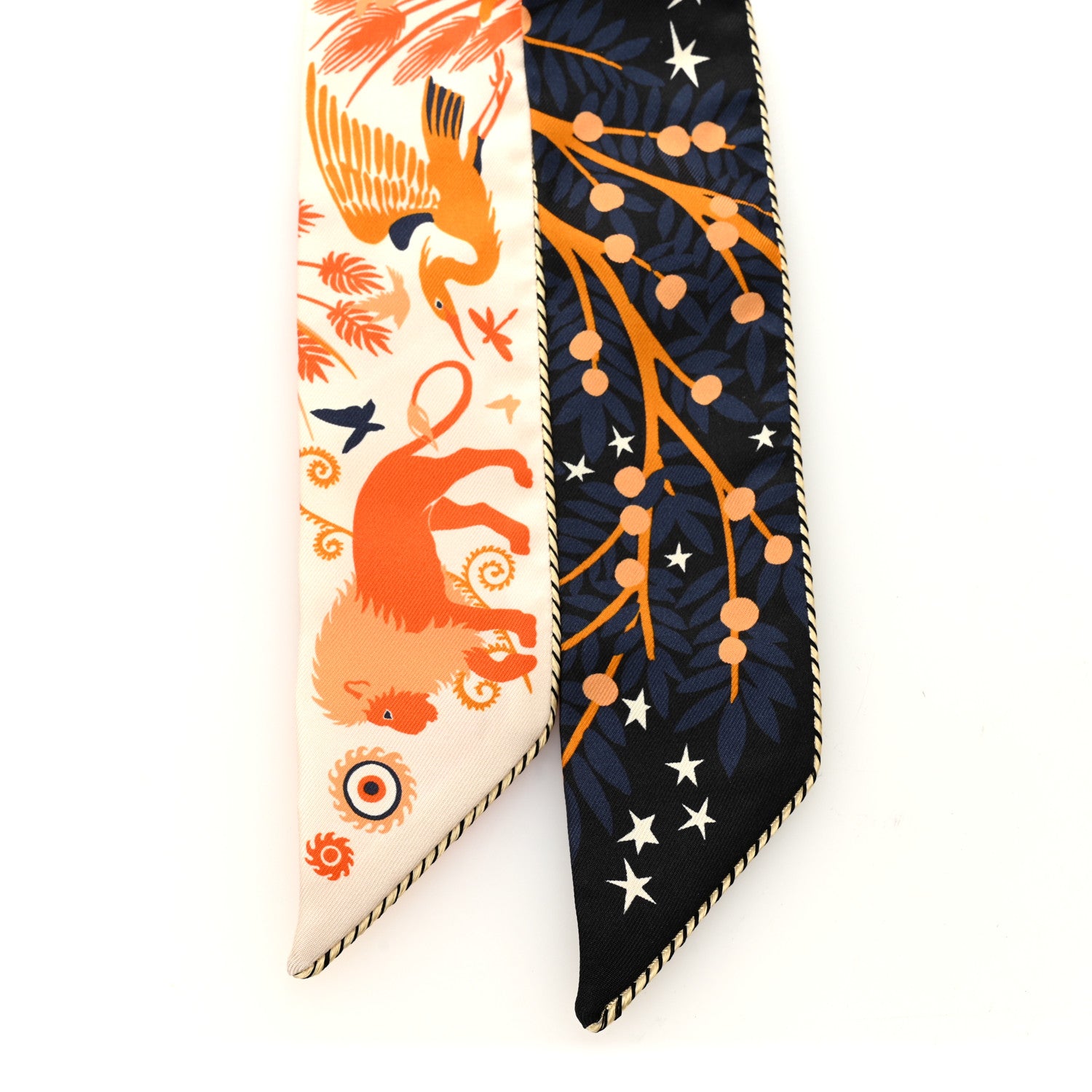 Hermes Silk Le Charme D Orphee Twilly Black Orange Creme 2 of 4