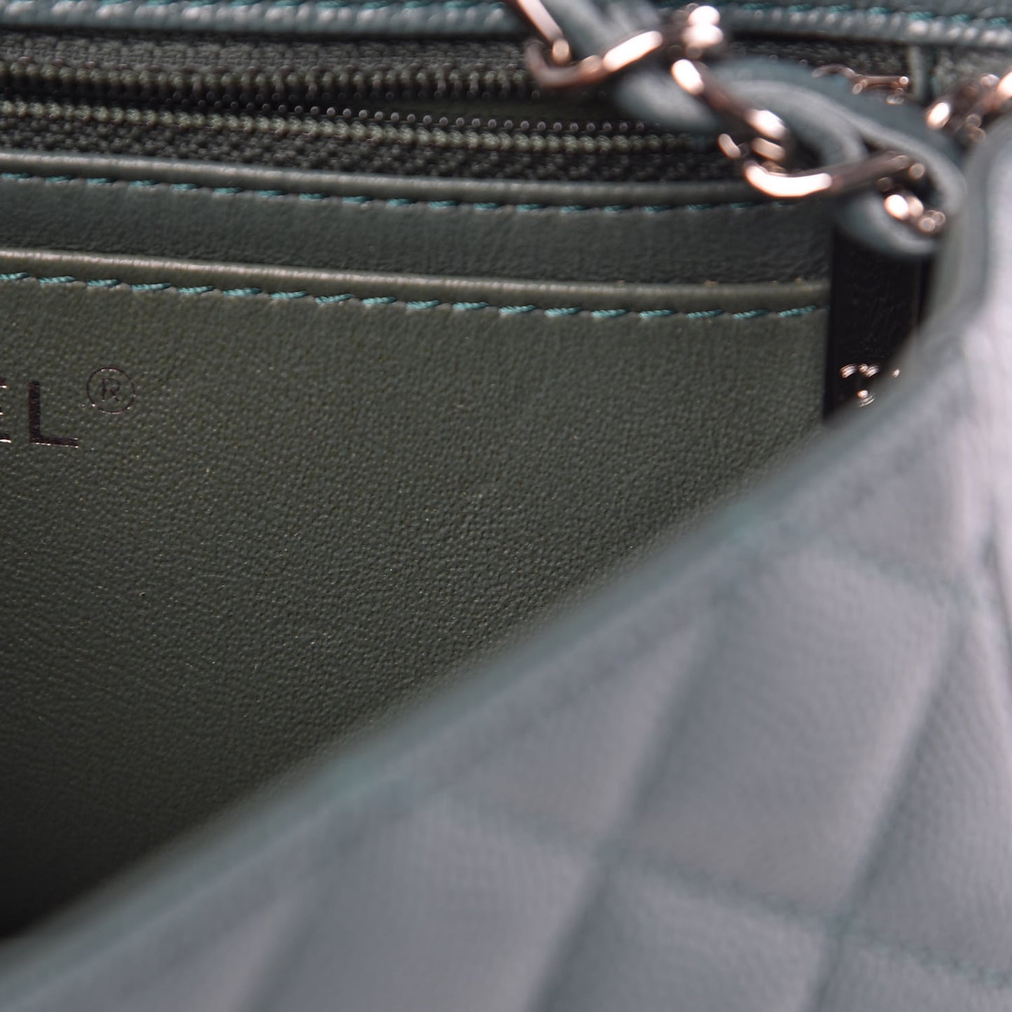 Caviar Quilted Mini Rectangular Flap Dark Green