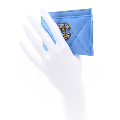 Chanel Lambskin Quilted Chanel 19 Card Holder Blue 2 of 9