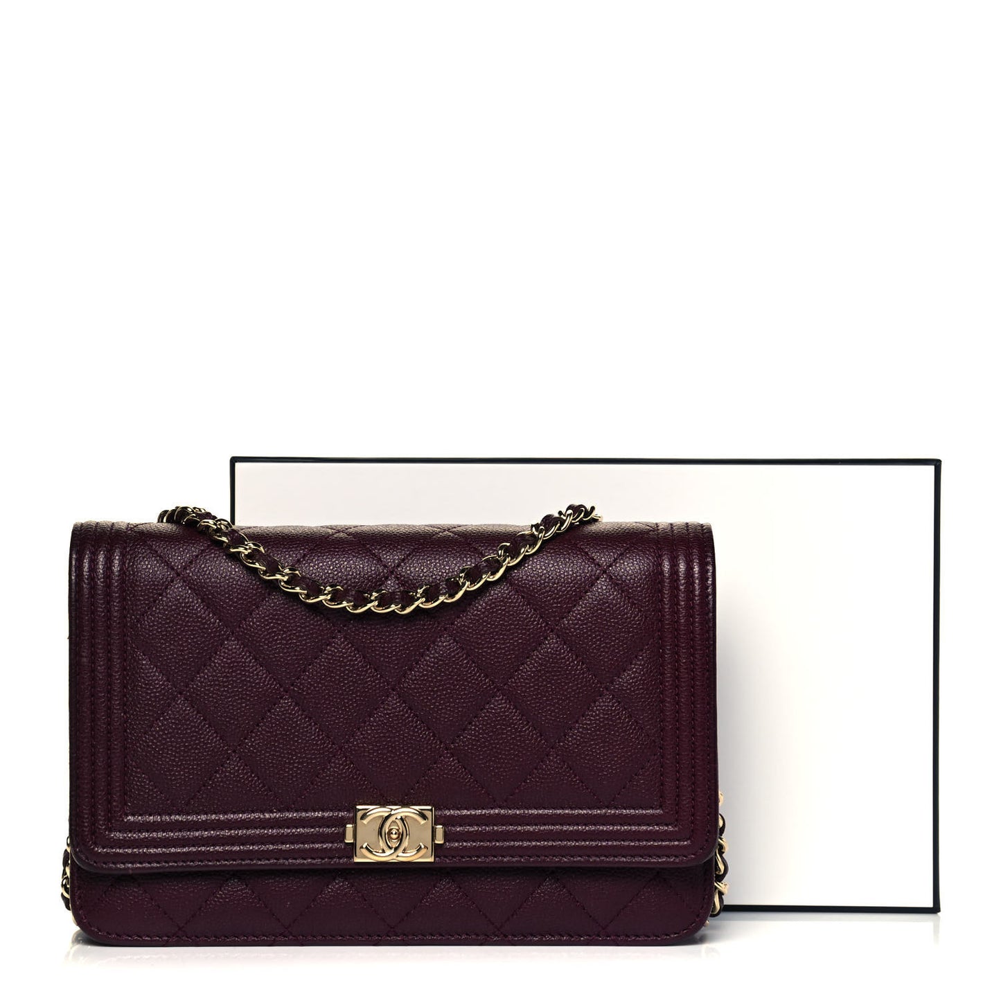 Caviar Quilted Boy Wallet On Chain WOC Dark Purple