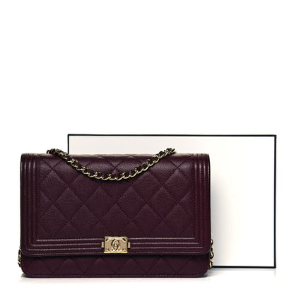 Chanel Caviar Quilted Boy Wallet On Chain WOC Dark Purple 10 of 10