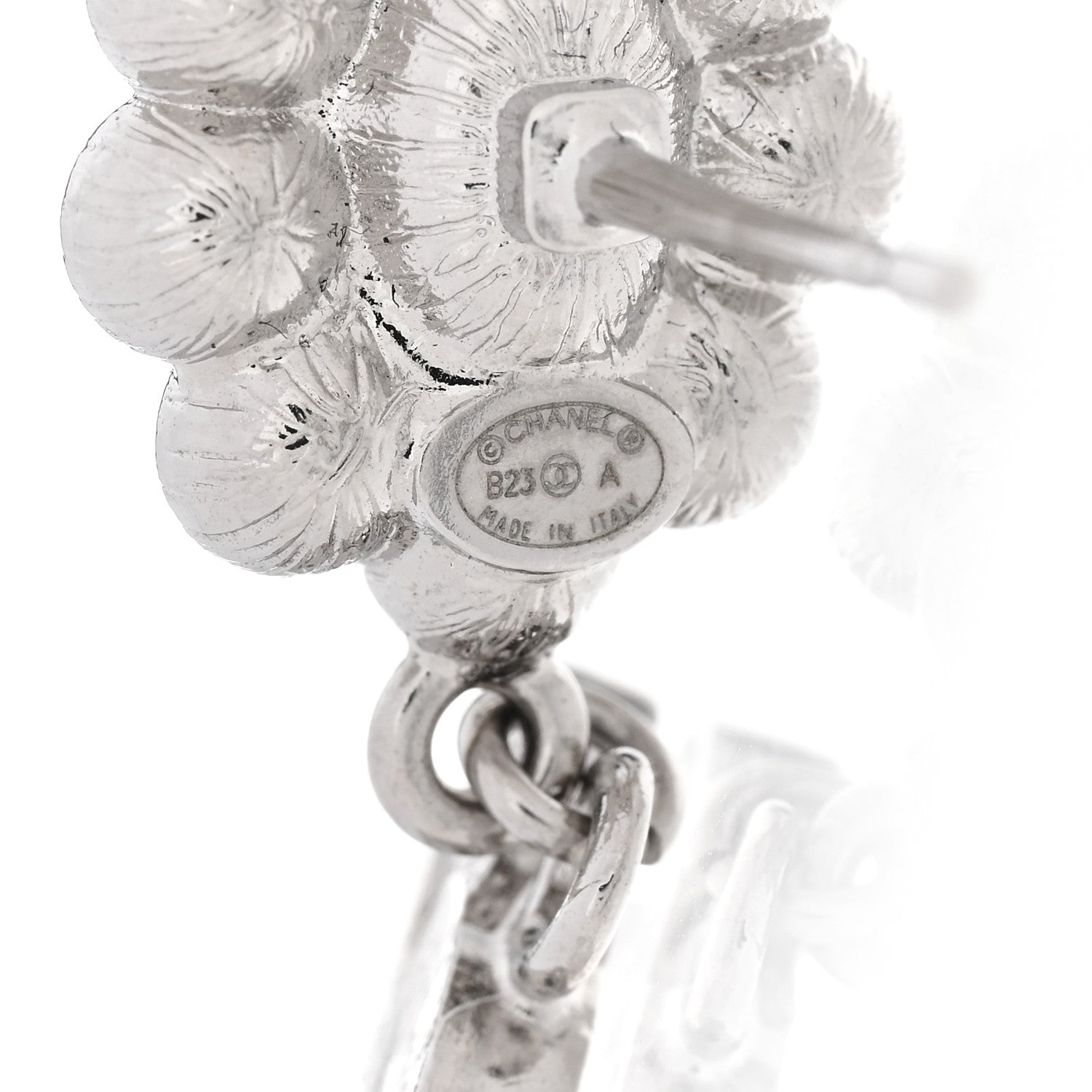 Chanel Crystal Pearl CC Drop Earrings Silver 4 of 5