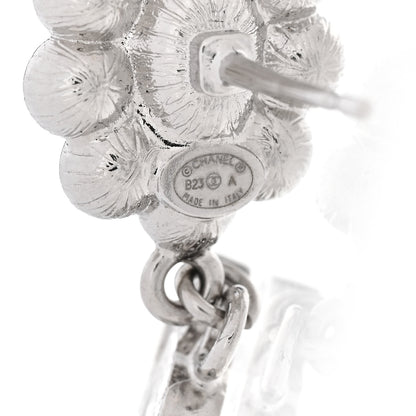 Chanel Crystal Pearl CC Drop Earrings Silver 4 of 5