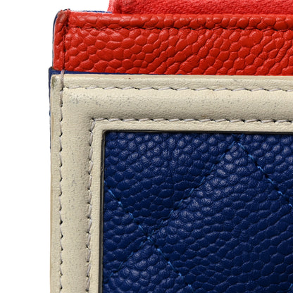 Chanel Caviar Quilted Filigree Zip Pouch Blue White Red 8 of 9