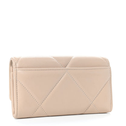 Chanel Shiny Goatskin Quilted Chanel 19 Flap Wallet Beige 2 of 4
