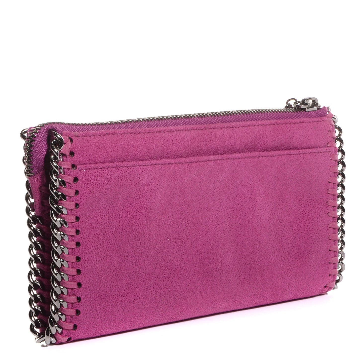 Faux Leather Shaggy Deer Falabella Zip Wallet Pink