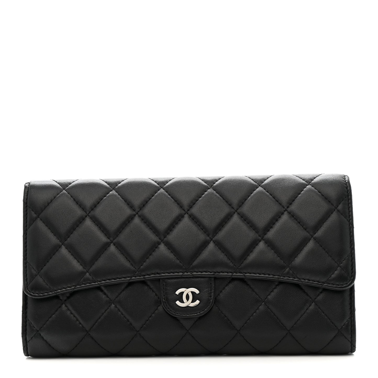 Lambskin Quilted Travel Wallet Black