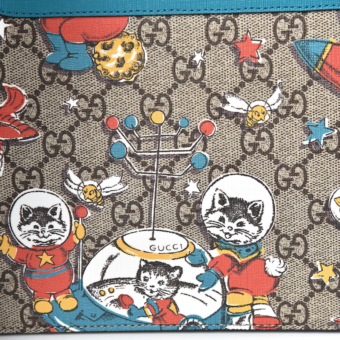 GG Supreme Monogram Space Cats Childrens Backpack Blue