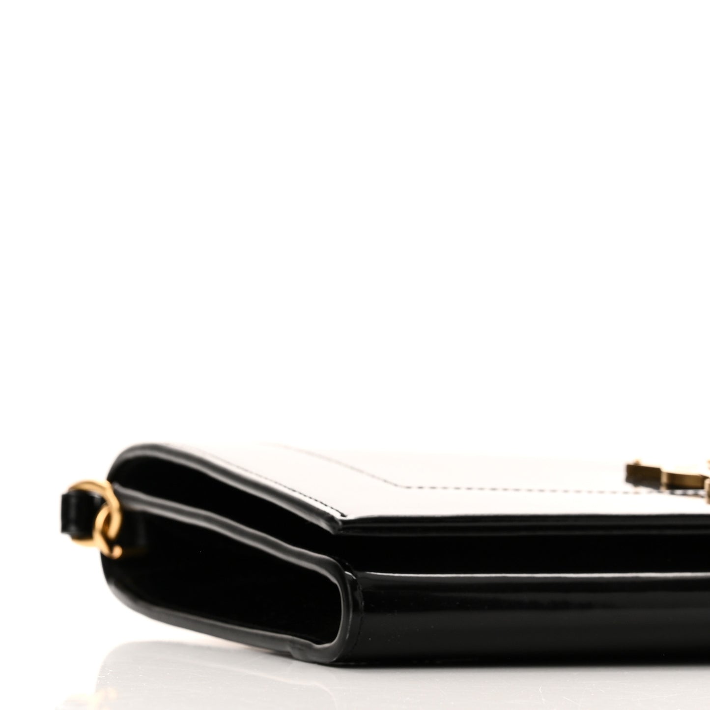Lambskin Patent Monogram Cassandre Clasp Flap Pouch Black