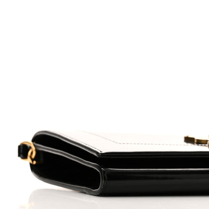 Saint Laurent Lambskin Patent Monogram Cassandre Clasp Flap Pouch Black 8 of 10