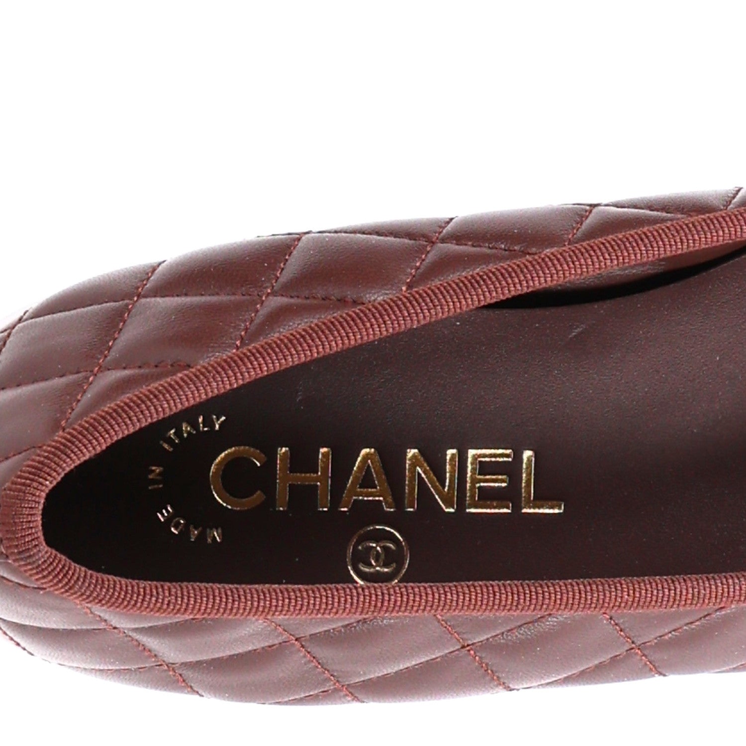 Chanel Lambskin Quilted CC Cap Toe Ballerina Flats 39 Brown 7 of 10
