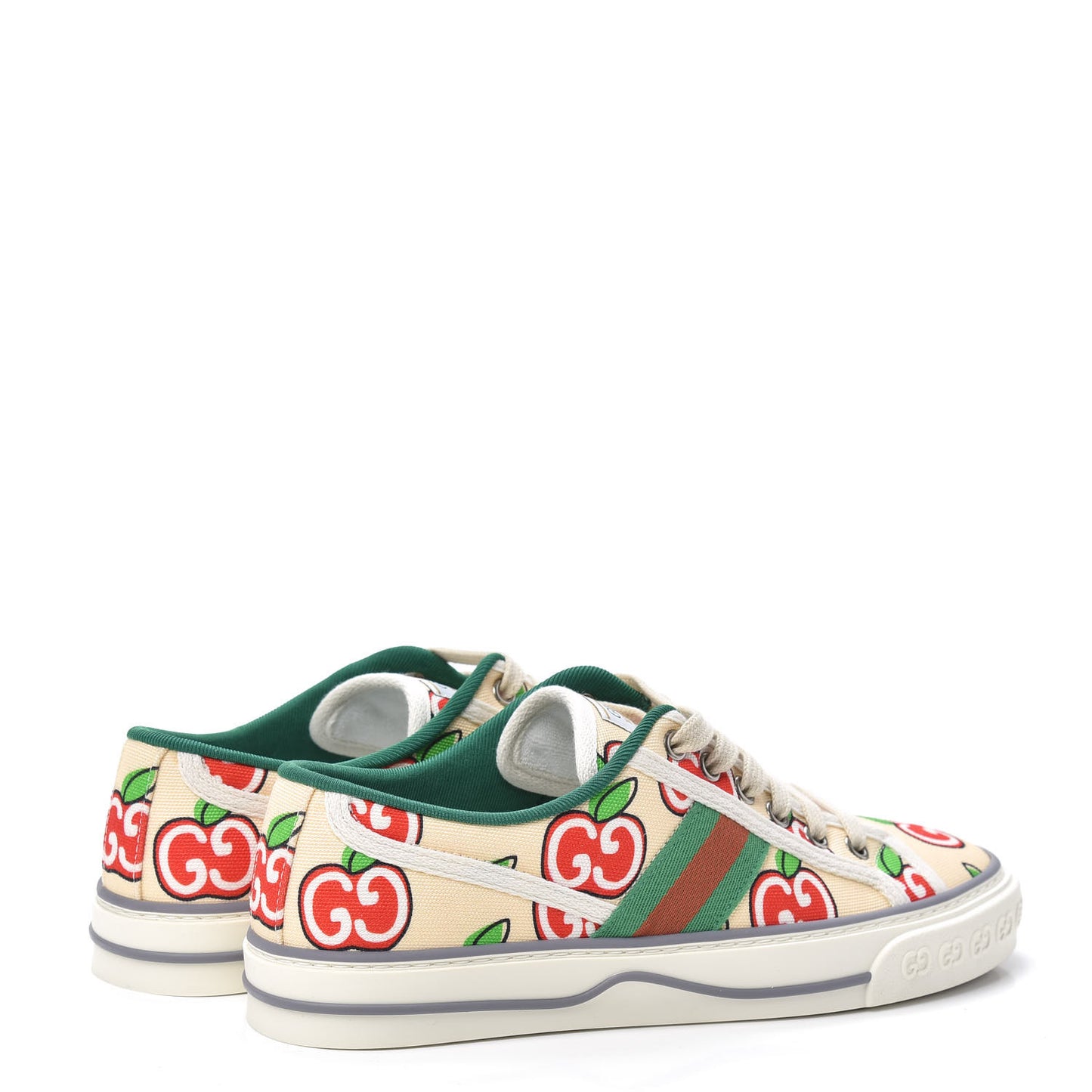 Canvas Web GG Apple Womens 1977 Tennis Sneakers 37 Ivory Red Mystic White New Shamarock