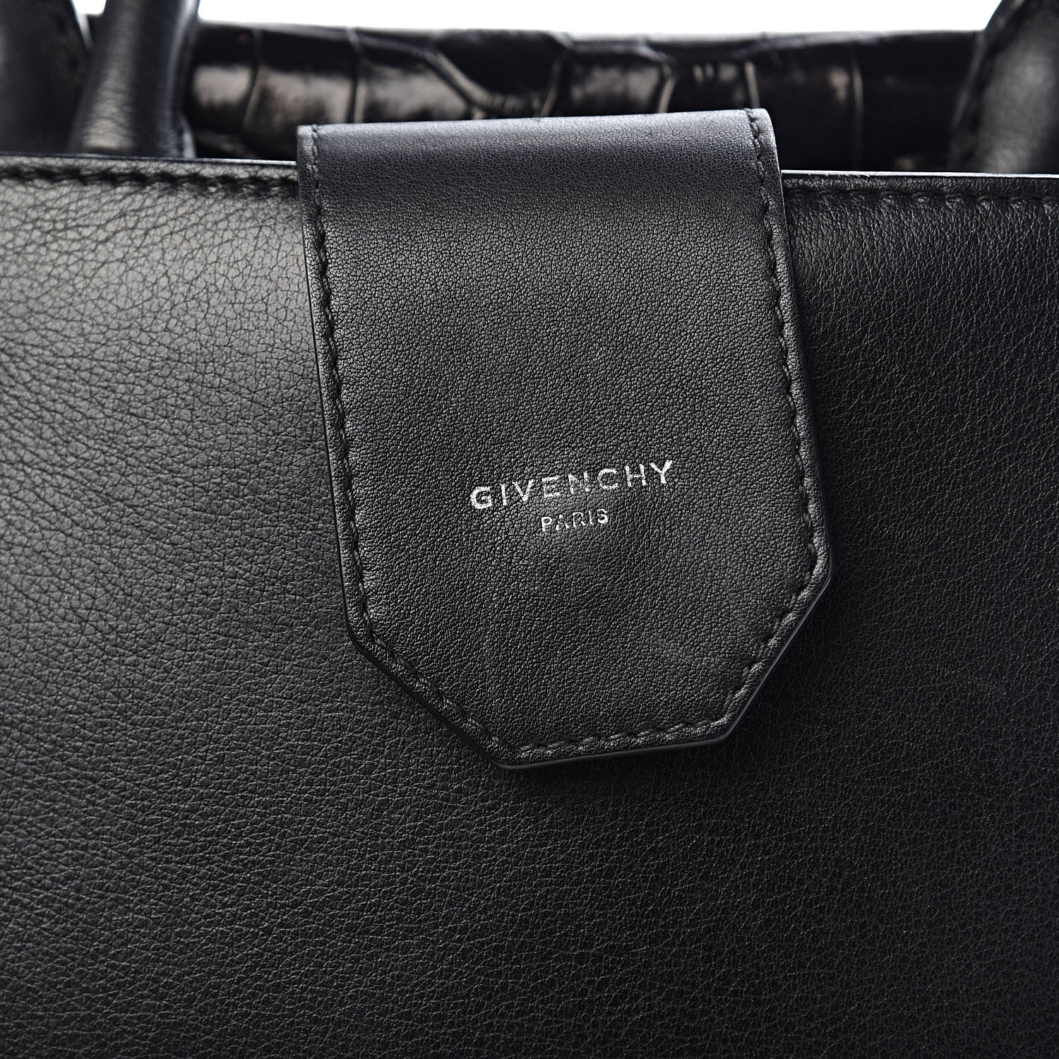 Givenchy Calfskin Crocodile Embossed Small Obsedia Satchel Black 8 of 14