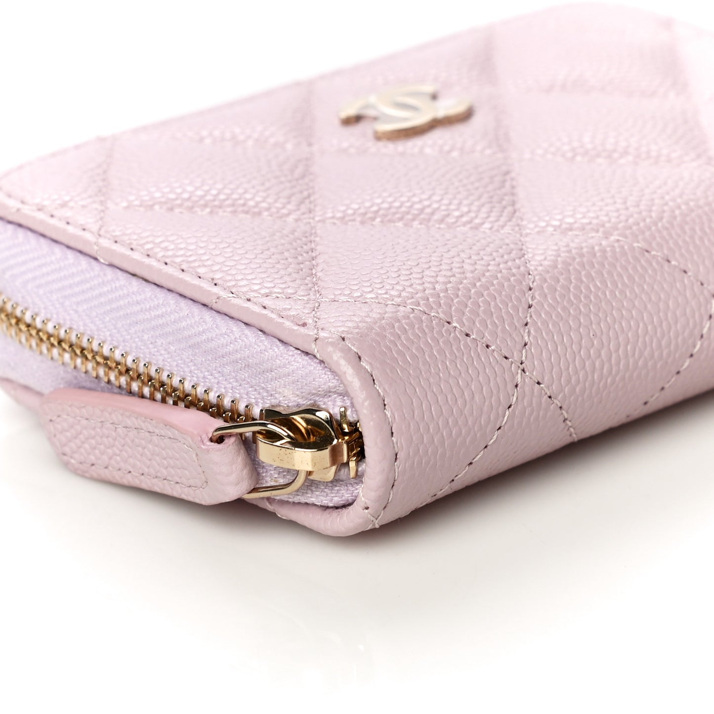 Caviar Quilted Zip Coin Purse Light Pink