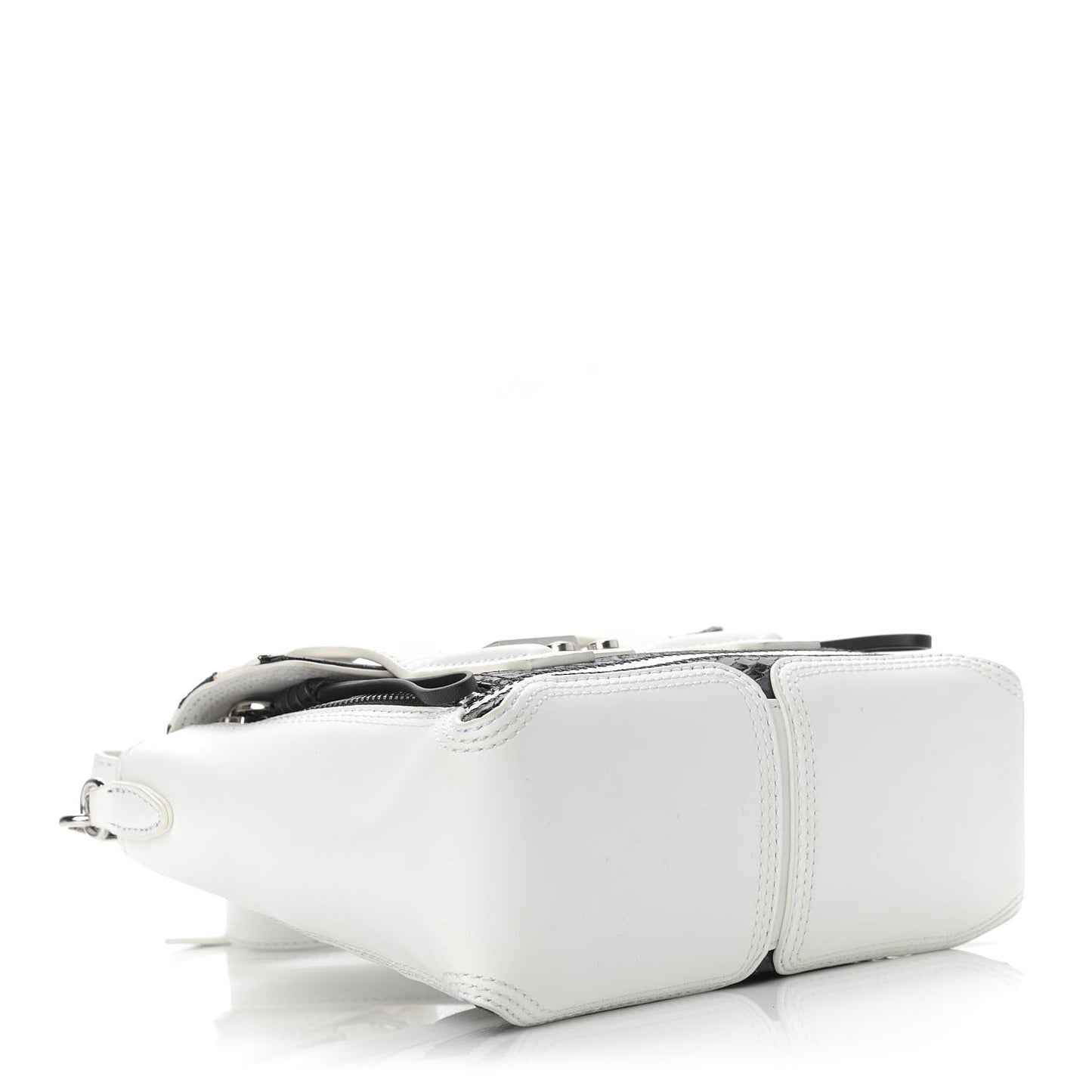 Snakeskin Calfskin Mini Pashli Satchel Black White
