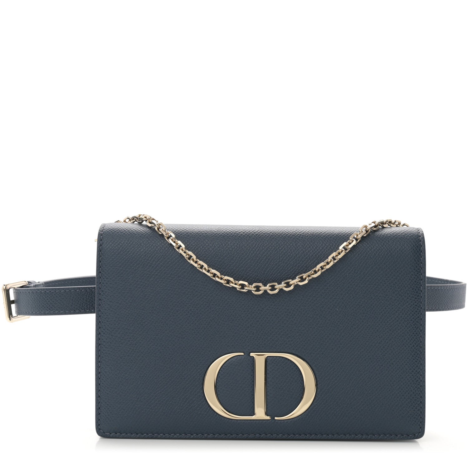 Christian Dior Grained Calfskin 30 Montaigne 2 in 1 Pouch Dark Blue 1 of 10