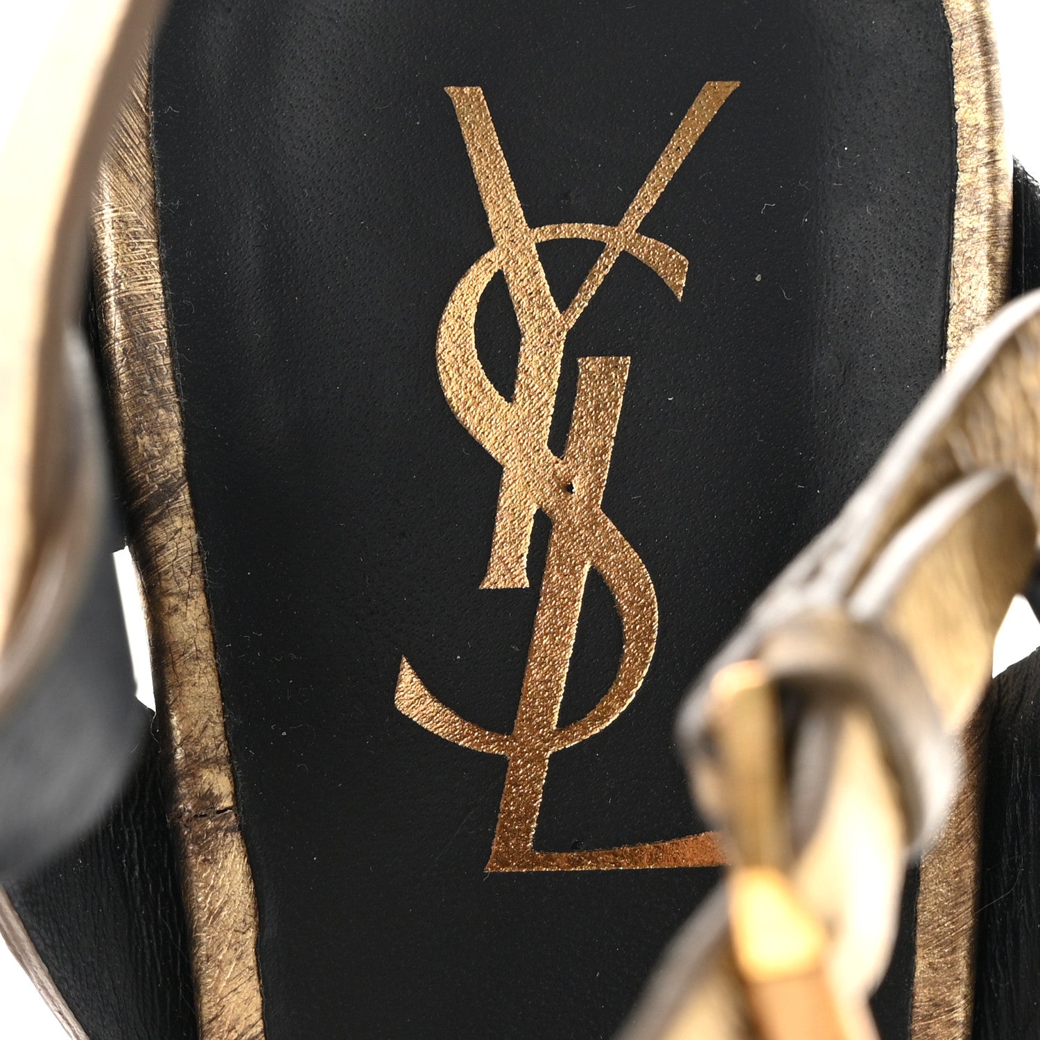 Saint Laurent Metallic Eel Tribute 105 Platform Sandals 37 Gold 6 of 10