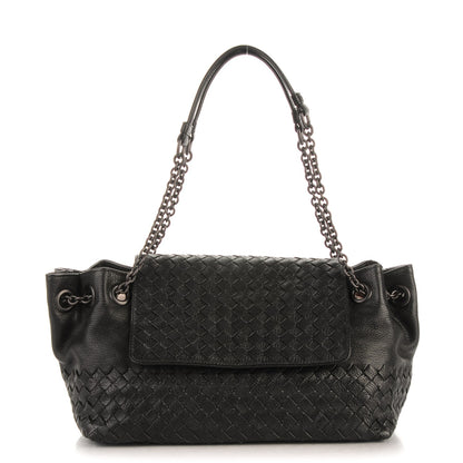 Bottega Veneta Madras Goatskin Intrecciato Small Shoulder Nero Black 1 of 8