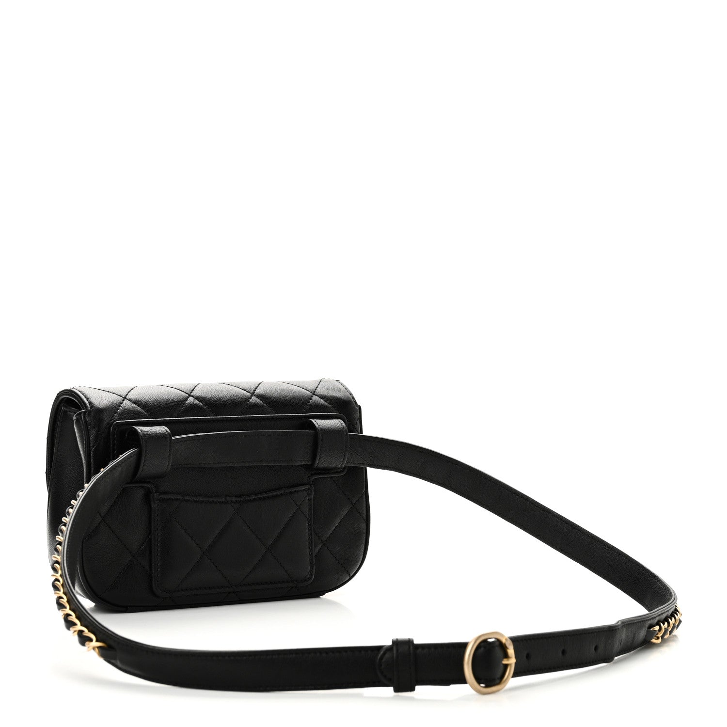 Chanel Lambskin Quilted Chain Infinity Waist Belt Bag Black 3 of 10