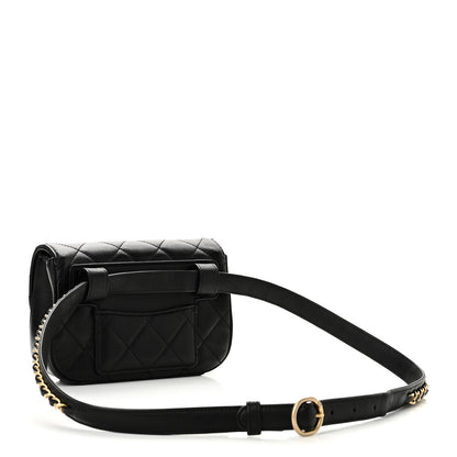 Chanel Lambskin Quilted Chain Infinity Waist Belt Bag Black 3 of 10