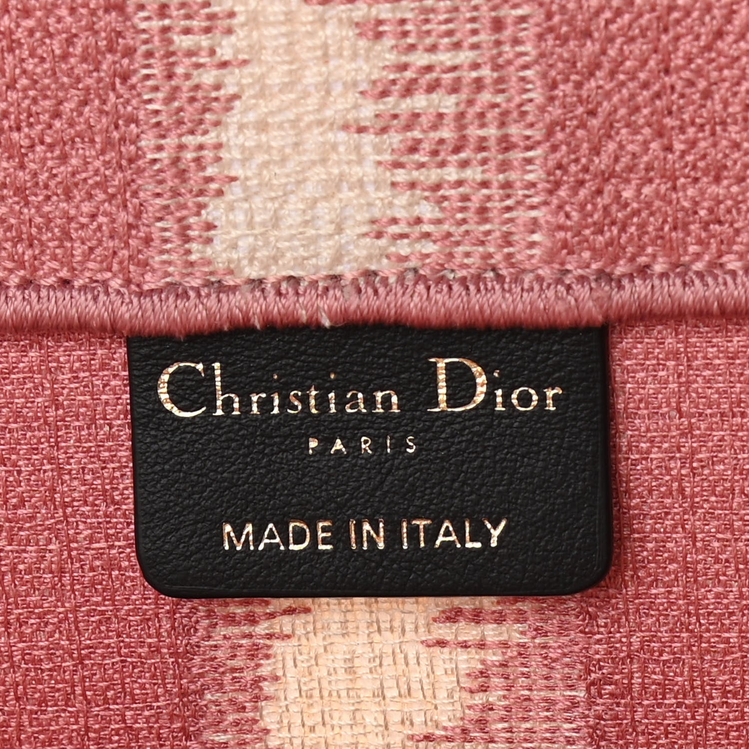 Christian Dior Canvas Embroidered Large Striped Book Tote Pink 6 of 14