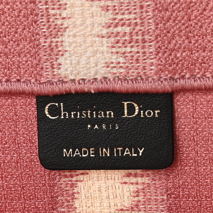 Christian Dior Canvas Embroidered Large Striped Book Tote Pink 6 of 14