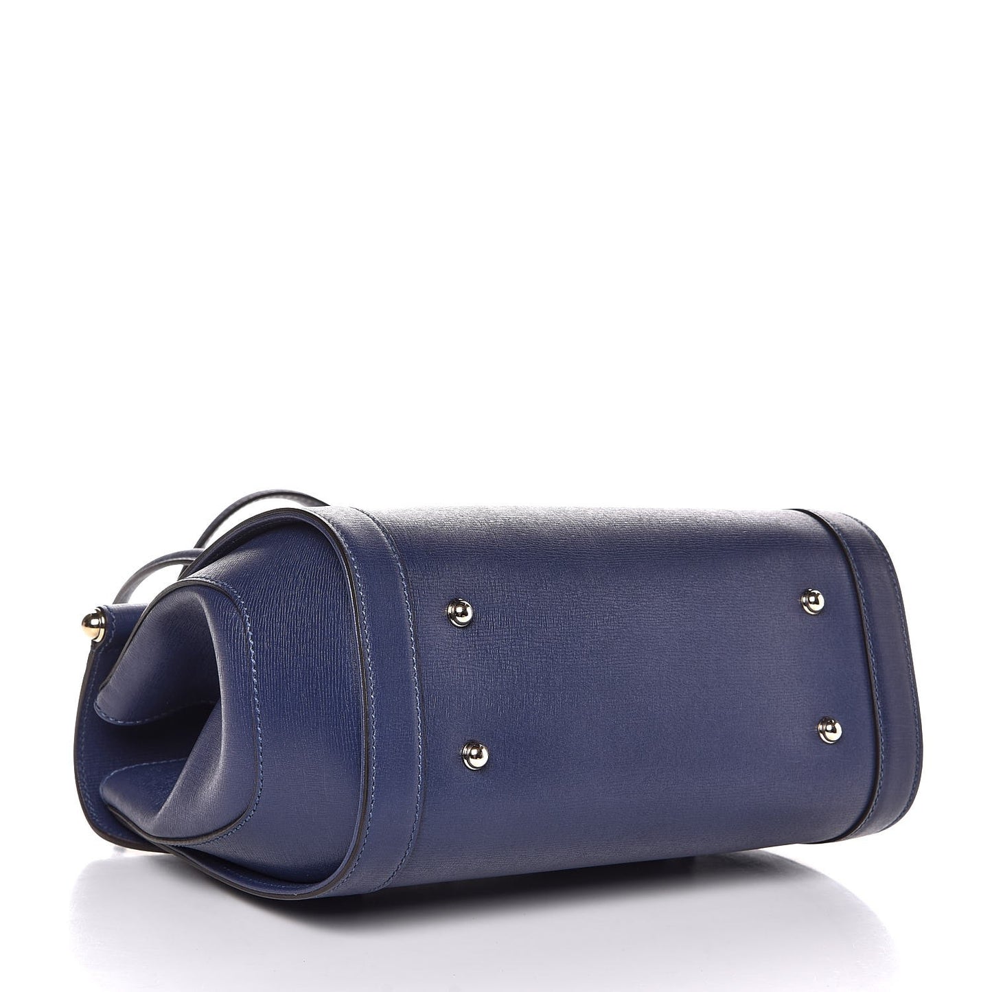Calfskin Bamboo Bullet Top Handle Bag Uniform Blue