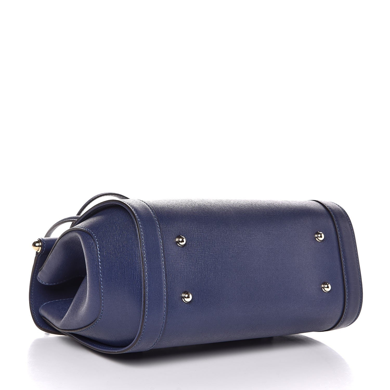 Gucci Calfskin Bamboo Bullet Top Handle Bag Uniform Blue 4 of 7