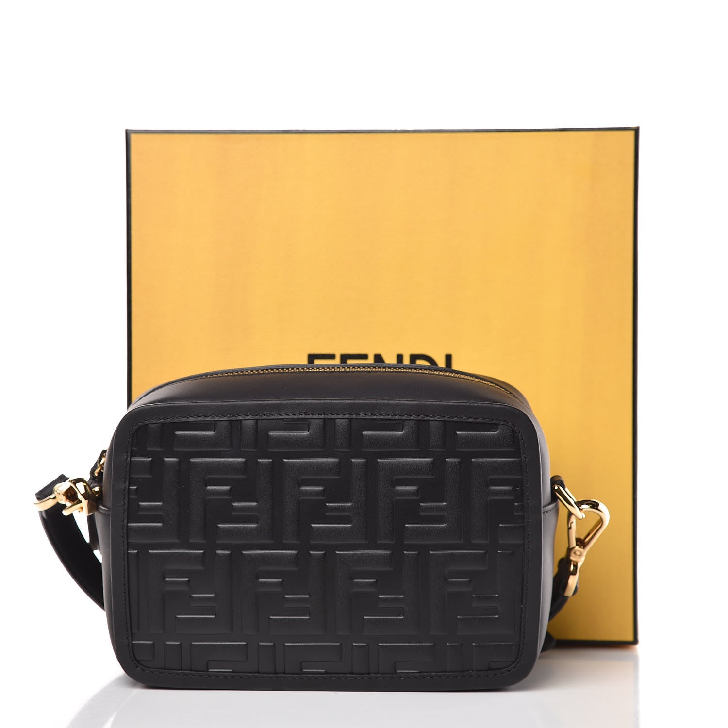 Fendi Vitello Century FF 1974 Embossed Mini Camera Case Black 10 of 10