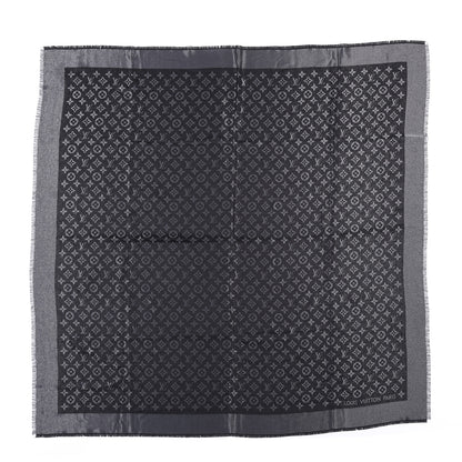 Louis Vuitton Silk Lurex Wool Monogram Shine Shawl Black 1 of 4
