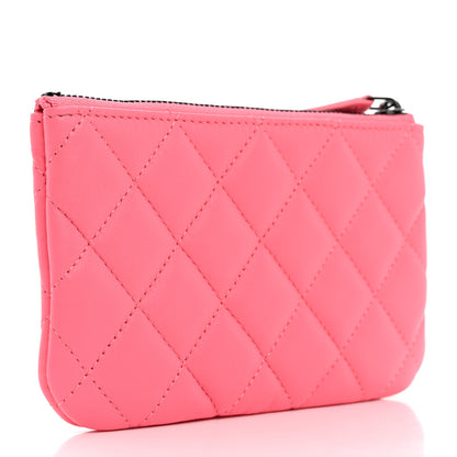 Chanel Lambskin Quilted Small Cosmetic Case Coral Pink 3 of 8