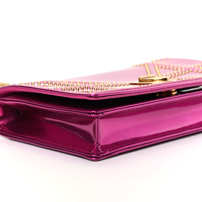 Christian Dior Patent Studded Diorama Wallet on Chain Pouch Pink 6 of 9