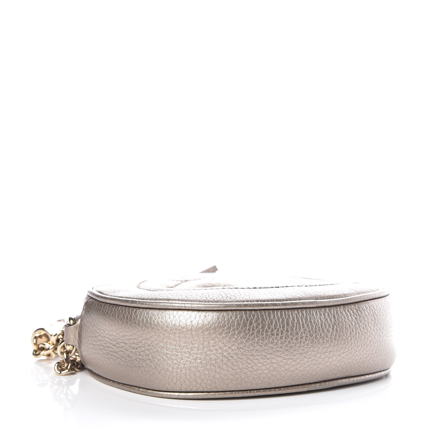 Gucci Metallic Pebbled Calfskin Mini Soho Chain Bag Golden Beige 4 of 9