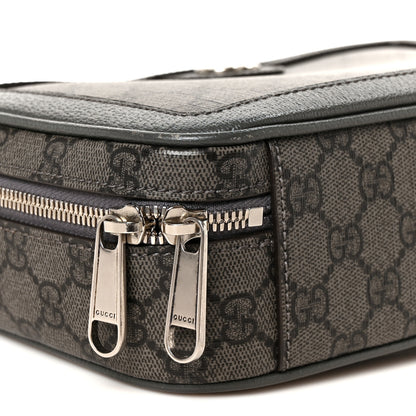 Gucci GG Supreme Monogram Textured Dollar Calfskin Small Ophidia Top Handle Shoulder Bag  Grey Black Graphite Grey 10 of 11