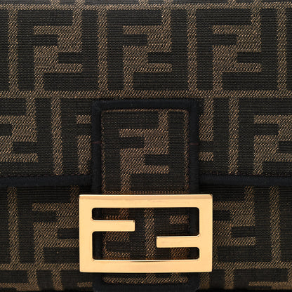 Fendi Fabric Jacquard FF 1974 Medium Baguette Tobacco Moro Black 8 of 10
