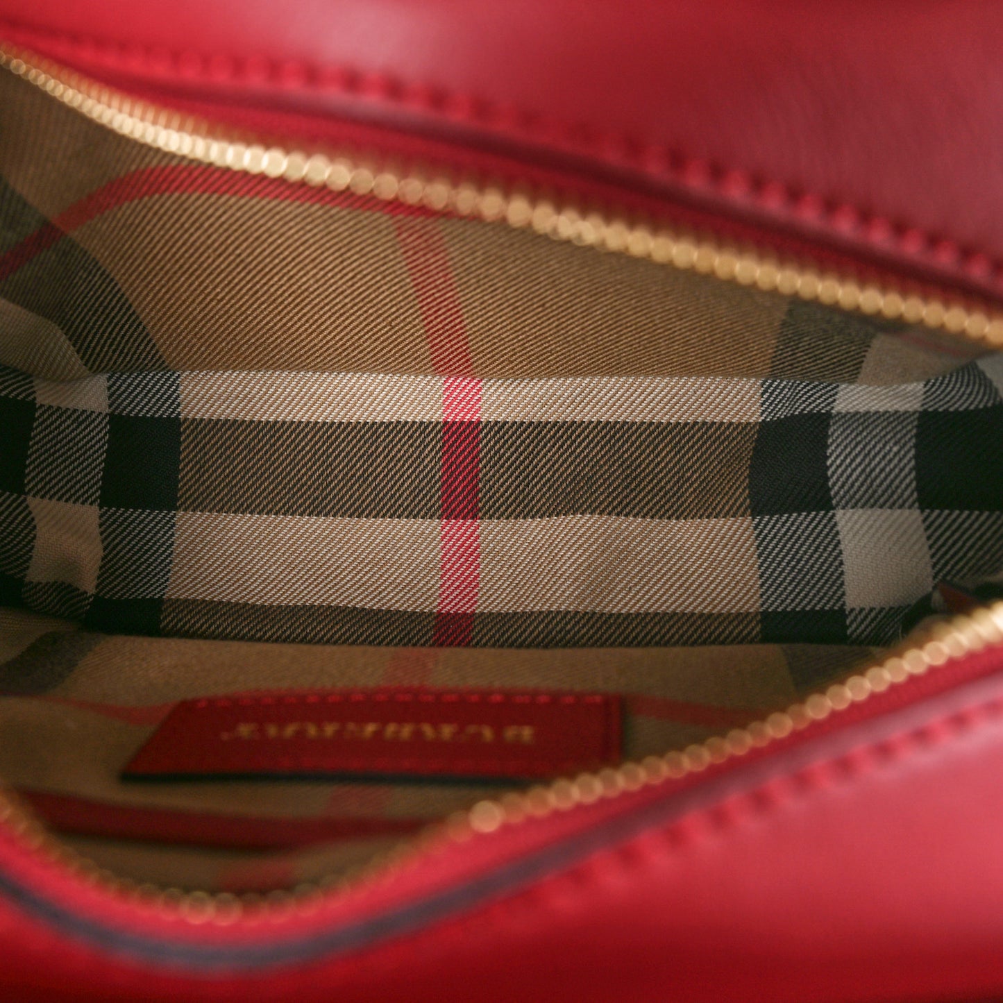Soft Grain Calfskin Small Buckle Zip Bag Red