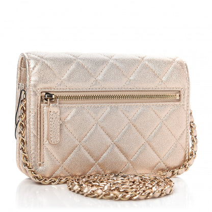 Chanel Metallic Lambskin Quilted Mini Wallet On Chain WOC Gold 3 of 10