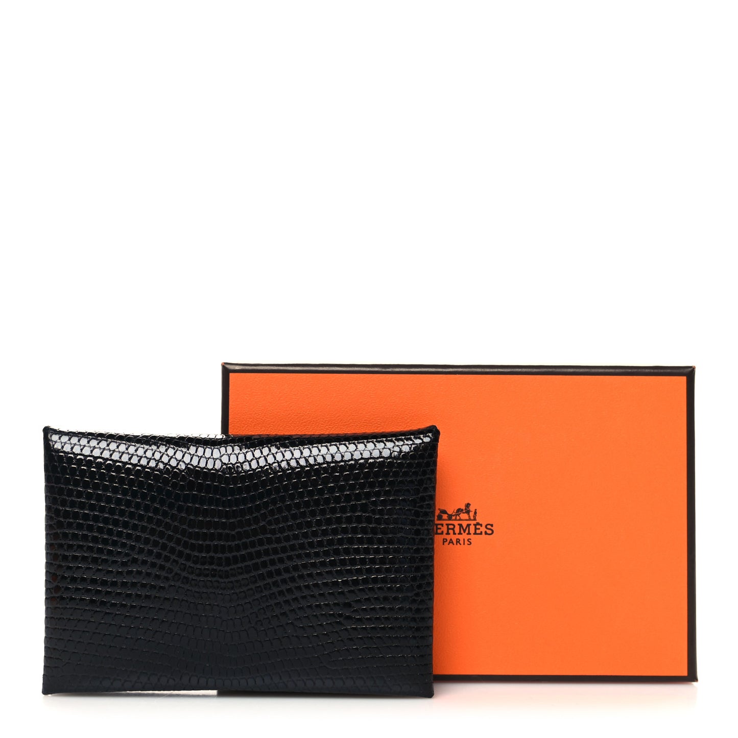 Lizard Calvi Card Case Black