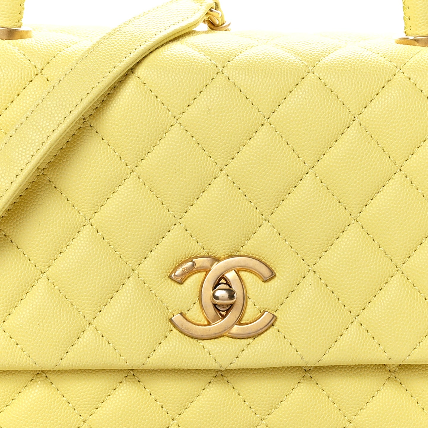 Caviar Quilted Small Coco Handle Flap Yellow