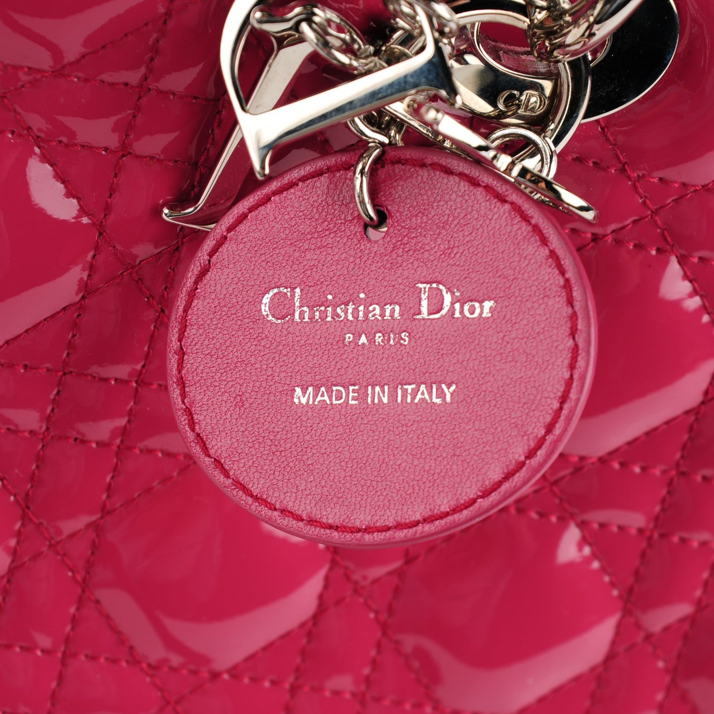 Patent Cannage Large Lady Dior Fuchsia