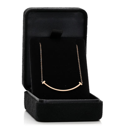 Tiffany 18K Rose Gold Small T Smile Pendant Necklace 5 of 5