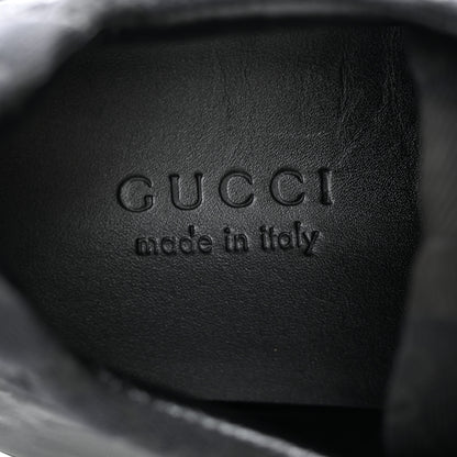Gucci Monogram Textured Dollar Calfskin Mens Rhyton Sneakers 9 Black Khaki Beige 8 of 10