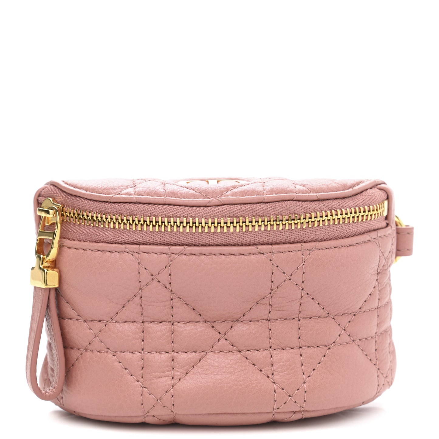 Supple Calfskin Cannage Caro Half-Moon Coin Purse Dark Nude